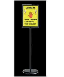 Covid 19 Poster Display Stand with Poster Only 2 people can enter at one time | Medical Supply Company