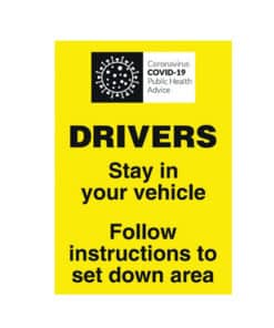 Covid 19 A2 Drivers poster- External stay in your vehicle | Medical Supply Company